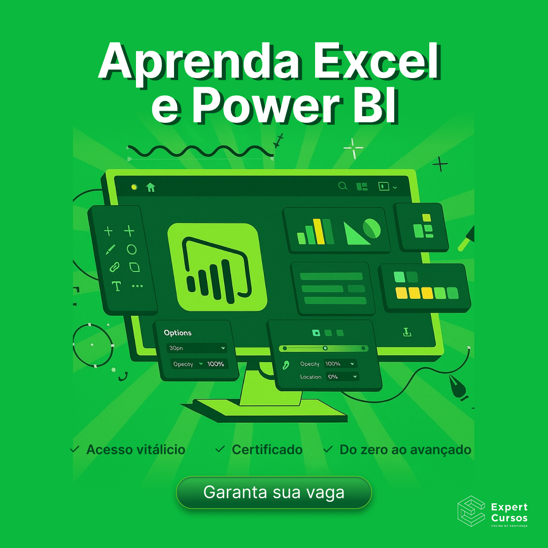 Criativo oficial do curso: Aprenda Excel e Power BI, com acesso vitalício, certificado e conteúdo do zero ao avançado